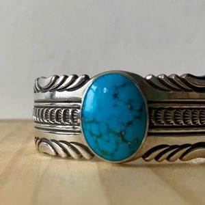 Phillip Guerro Navajo Native American Sterling Silver Turquoise PTG bracelet